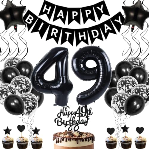 Anlgdi Geburtstagsdeko 49 Jahre Mann Frau, Luftballons 49. Geburtstag Dekoration, Schwarz Tortendeko Geburtstag 49 Jahre Frauen, Folienballon Zahl 49 Schwarz, Deko 49. Geburtstag Männer Frauen Anlgdi Geburtstagsdeko 49 Jahre Mann Frau, Luftballons 49. Geburtstag Dekoration, Schwarz Tortendeko Geburtstag 49 Jahre Frauen, Folienballon Zahl 49 Schwarz, Deko 49. Geburtstag Männer Frauen von Anlgdi