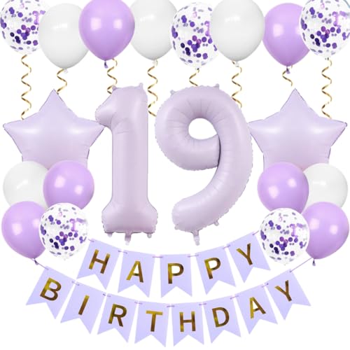 Anlgdi Geburtstagsdeko 19 Jahre Mädchen Junge, Luftballons 19. Geburtstag Dekoration Set, Folienballon Zahl 19 Lila, Ballons Happy 19th Birthday Mädchen Deko, Folienballon 19 Geburtstag Dekoration Anlgdi Geburtstagsdeko 19 Jahre Mädchen Junge, Luftballons 19. Geburtstag Dekoration Set, Folienballon Zahl 19 Lila, Ballons Happy 19th Birthday Mädchen Deko, Folienballon 19 Geburtstag Dekoration von Anlgdi