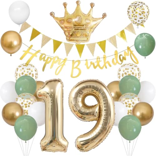 Anlgdi Luftballons 19. Geburtstag Dekoration Set, Ballons Happy 19th Birthday Mädchen Deko, Folienballon Zahl 19 Gold, Geburtstagsdeko 19 Jahre Mädchen Junge, Folienballon 19 Geburtstag Dekoration Anlgdi Luftballons 19. Geburtstag Dekoration Set, Ballons Happy 19th Birthday Mädchen Deko, Folienballon Zahl 19 Gold, Geburtstagsdeko 19 Jahre Mädchen Junge, Folienballon 19 Geburtstag Dekoration von Anlgdi