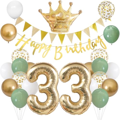 Anlgdi Luftballons 33. Geburtstag Dekoration Set, Ballons Happy 33th Birthday Frau Deko, Folienballon Zahl 33 Gold, Geburtstagsdeko 33 Jahre Mäaner Frauen, Folienballon 33 Geburtstag Dekoration Anlgdi Luftballons 33. Geburtstag Dekoration Set, Ballons Happy 33th Birthday Frau Deko, Folienballon Zahl 33 Gold, Geburtstagsdeko 33 Jahre Mäaner Frauen, Folienballon 33 Geburtstag Dekoration von Anlgdi