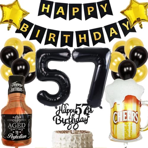 Anlgdi Geburtstagsdeko 57 Jahre Mann Frau, Ballon 57. Geburtstag Deko Männer, Schwarz Tortendeko Geburtstag 57 Jahre Mann, Helium Ballon Whiskey Bierglas für 57. Geburtstag Männer Party Dekoration Anlgdi Geburtstagsdeko 57 Jahre Mann Frau, Ballon 57. Geburtstag Deko Männer, Schwarz Tortendeko Geburtstag 57 Jahre Mann, Helium Ballon Whiskey Bierglas für 57. Geburtstag Männer Party Dekoration von Anlgdi