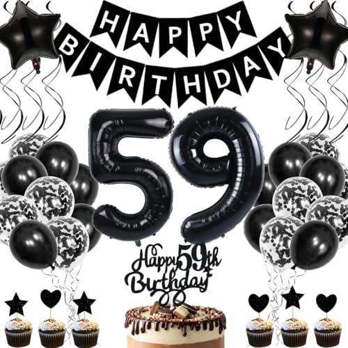 Anlgdi Geburtstagsdeko 59 Jahre Mann Frau, Luftballons 59. Geburtstag Dekoration, Schwarz Tortendeko Geburtstag 59 Jahre Frauen, Folienballon Zahl 59 Schwarz, Deko 59. Geburtstag Männer Frauen Anlgdi Geburtstagsdeko 59 Jahre Mann Frau, Luftballons 59. Geburtstag Dekoration, Schwarz Tortendeko Geburtstag 59 Jahre Frauen, Folienballon Zahl 59 Schwarz, Deko 59. Geburtstag Männer Frauen von Anlgdi