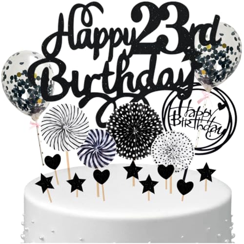 Anlgdi Happy 23th Birthday Tortendeko 23 Jahre Frau, Schwarz Tortendeko 23 Geburtstag Kuchen Deko 23 Geburtstag Mann, Glitter Cake Topper 23. Deko für Geburstagstorte Deko 23 Jahre Männer Frauen Anlgdi Happy 23th Birthday Tortendeko 23 Jahre Frau, Schwarz Tortendeko 23 Geburtstag Kuchen Deko 23 Geburtstag Mann, Glitter Cake Topper 23. Deko für Geburstagstorte Deko 23 Jahre Männer Frauen von Anlgdi