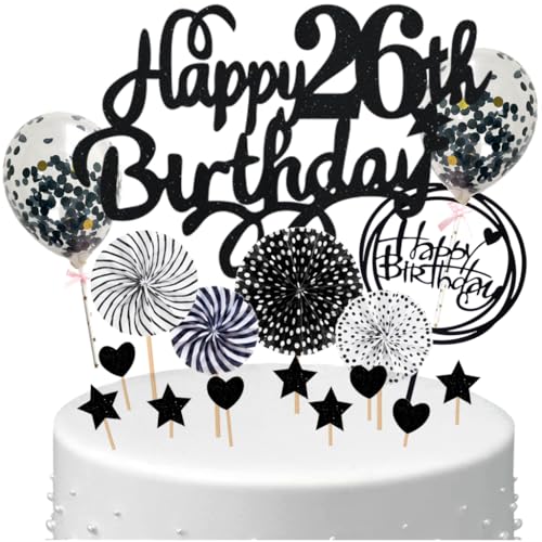 Anlgdi Happy 26th Birthday Tortendeko 26 Jahre Frau, Schwarz Tortendeko 26 Geburtstag Kuchen Deko 26 Geburtstag Mann, Glitter Cake Topper 26. Deko für Geburstagstorte Deko 26 Jahre Männer Frauen Anlgdi Happy 26th Birthday Tortendeko 26 Jahre Frau, Schwarz Tortendeko 26 Geburtstag Kuchen Deko 26 Geburtstag Mann, Glitter Cake Topper 26. Deko für Geburstagstorte Deko 26 Jahre Männer Frauen von Anlgdi