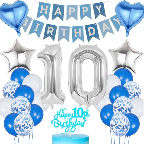 Anlgdi Blau Silber Luftballons 10. Geburtstag Dekoration, Tortendeko Geburtstag 10 Jahre Junge, Geburtstagsdeko 10 Jahre Mädchen, Deko 10 Jahre Geburtstag Junge, Happy Birthday 10. Mädchen Geburtstag Anlgdi Blau Silber Luftballons 10. Geburtstag Dekoration, Tortendeko Geburtstag 10 Jahre Junge, Geburtstagsdeko 10 Jahre Mädchen, Deko 10 Jahre Geburtstag Junge, Happy Birthday 10. Mädchen Geburtstag von Anlgdi