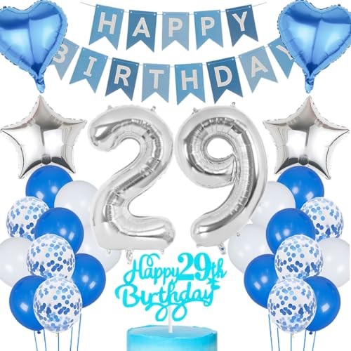 Anlgdi Blau Silber Luftballons 29. Geburtstag Dekoration, Tortendeko Geburtstag 29 Jahre Mann, Geburtstagsdeko 29 Jahre Mann Frau, Deko 29 Jahre Geburtstag Männer, Happy Birthday 29. Frauen Geburtstag Anlgdi Blau Silber Luftballons 29. Geburtstag Dekoration, Tortendeko Geburtstag 29 Jahre Mann, Geburtstagsdeko 29 Jahre Mann Frau, Deko 29 Jahre Geburtstag Männer, Happy Birthday 29. Frauen Geburtstag von Anlgdi