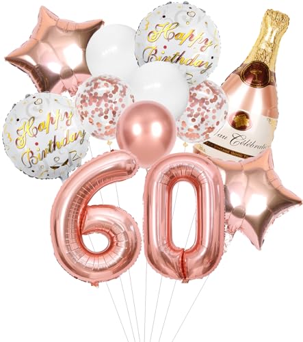 Anlgdi Folienballon Champagne Rosegold, Luftballon 60. Geburtstag Deko Frau, Geburtstagsdeko 60 Jahre Frauen, Helium Ballon Champagner Flasche Bier Happy Birthday Deko für 60. Geburtstag Party Deko Anlgdi Folienballon Champagne Rosegold, Luftballon 60. Geburtstag Deko Frau, Geburtstagsdeko 60 Jahre Frauen, Helium Ballon Champagner Flasche Bier Happy Birthday Deko für 60. Geburtstag Party Deko von Anlgdi