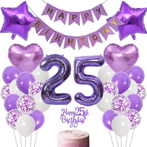 Anlgdi Luftballons 25. Geburtstag Dekoration, Lila Tortendeko Geburtstags 25 Jahre Mann, Geburtstagsdeko 25 Jahre Manner Frauen, Happy Birthday Banner für 25. Geburtstag MannerParty Dekoration Anlgdi Luftballons 25. Geburtstag Dekoration, Lila Tortendeko Geburtstags 25 Jahre Mann, Geburtstagsdeko 25 Jahre Manner Frauen, Happy Birthday Banner für 25. Geburtstag MannerParty Dekoration von Anlgdi