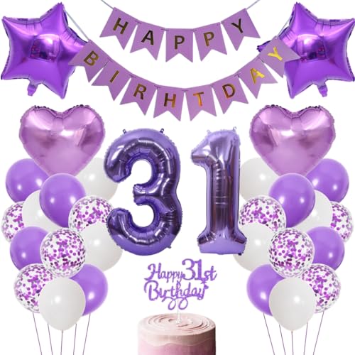 Anlgdi Luftballons 31. Geburtstag Dekoration, Lila Tortendeko Geburtstags 31 Jahre Mann, Geburtstagsdeko 31 Jahre Manner Frauen, Happy Birthday Banner für 31. Geburtstag MannerParty Dekoration Anlgdi Luftballons 31. Geburtstag Dekoration, Lila Tortendeko Geburtstags 31 Jahre Mann, Geburtstagsdeko 31 Jahre Manner Frauen, Happy Birthday Banner für 31. Geburtstag MannerParty Dekoration von Anlgdi