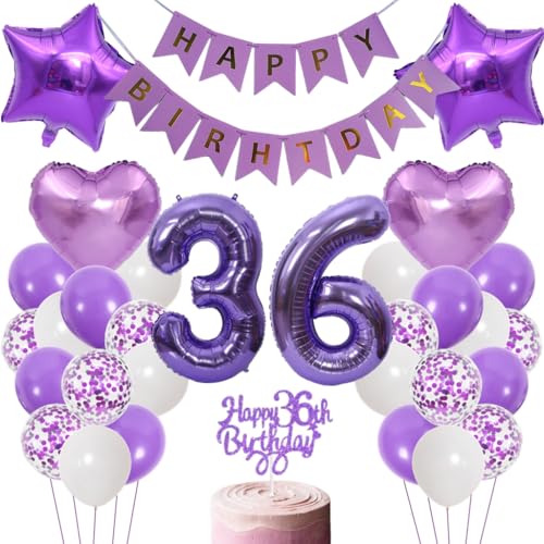 Anlgdi Luftballons 36. Geburtstag Dekoration, Lila Tortendeko Geburtstags 36 Jahre Mann, Geburtstagsdeko 36 Jahre Manner Frauen, Happy Birthday Banner für 36. Geburtstag MannerParty Dekoration Anlgdi Luftballons 36. Geburtstag Dekoration, Lila Tortendeko Geburtstags 36 Jahre Mann, Geburtstagsdeko 36 Jahre Manner Frauen, Happy Birthday Banner für 36. Geburtstag MannerParty Dekoration von Anlgdi