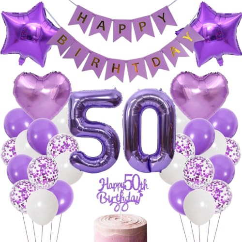 Anlgdi Luftballons 50. Geburtstag Dekoration, Lila Tortendeko Geburtstags 50 Jahre Mann, Geburtstagsdeko 50 Jahre Manner Frauen, Happy Birthday Banner für 50. Geburtstag MannerParty Dekoration Anlgdi Luftballons 50. Geburtstag Dekoration, Lila Tortendeko Geburtstags 50 Jahre Mann, Geburtstagsdeko 50 Jahre Manner Frauen, Happy Birthday Banner für 50. Geburtstag MannerParty Dekoration von Anlgdi