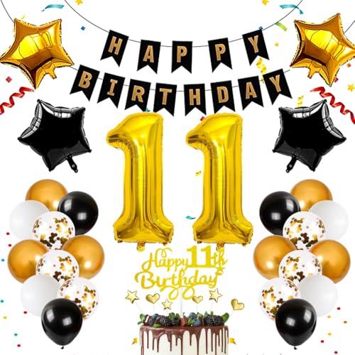 Anlgdi Schwarz Gold 11. Geburtstag Dekoration, Luftballon 11. Geburtstag Junge Deko, Gold Tortendeko Geburtstag 11 Jahre Junge, Deko 11. Geburtstag Mädchen, Folienballon 11 Geburtstag Junge Dekoration Anlgdi Schwarz Gold 11. Geburtstag Dekoration, Luftballon 11. Geburtstag Junge Deko, Gold Tortendeko Geburtstag 11 Jahre Junge, Deko 11. Geburtstag Mädchen, Folienballon 11 Geburtstag Junge Dekoration von Anlgdi
