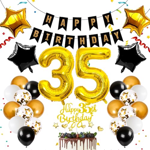 Anlgdi Schwarz Gold 35. Geburtstag Dekoration, Luftballon 35. Geburtstag Mann Deko, Blau Tortendeko Geburtstags 35Jahre Männer, Deko 35. Geburtstags Frauen, Folienballon 35 Dekoration Anlgdi Schwarz Gold 35. Geburtstag Dekoration, Luftballon 35. Geburtstag Mann Deko, Blau Tortendeko Geburtstags 35Jahre Männer, Deko 35. Geburtstags Frauen, Folienballon 35 Dekoration von Anlgdi