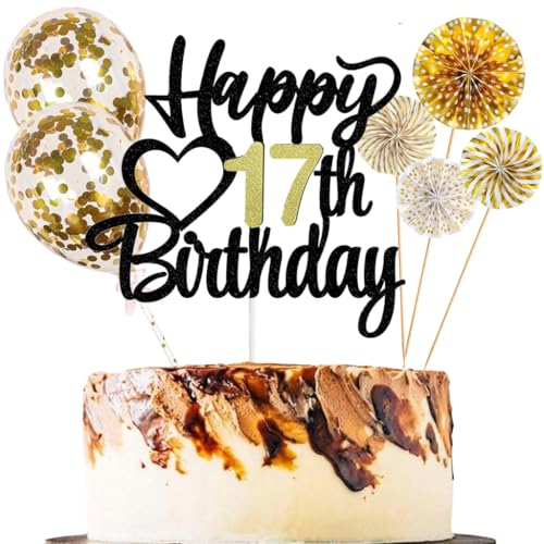 Anlgdi Tortendeko 17 Geburtstag Mädchen Junge, Kuchen Topper 17. Geburtstag Mädchen, Cake Topper Happy 17th Birthday Schwarz Gold, Glitter Kuchen Deko 17. Deko für Geburstagstorte Deko 17 Jahre Kinder Anlgdi Tortendeko 17 Geburtstag Mädchen Junge, Kuchen Topper 17. Geburtstag Mädchen, Cake Topper Happy 17th Birthday Schwarz Gold, Glitter Kuchen Deko 17. Deko für Geburstagstorte Deko 17 Jahre Kinder von Anlgdi