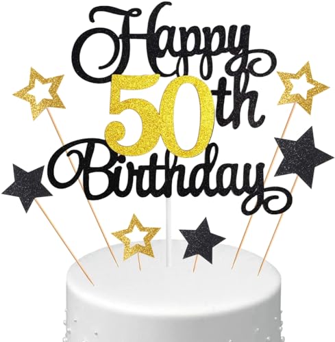 Anlgdi Tortendeko 50. Geburtstag Mann, Kuchen Topper 50. Geburtstag Frau, Cake Topper Happy 50th Birthday, Glitzer Cake Topper 50. Jahr Torte Kuchen Deko für Geburstagstorte Deko 50. Männer Frauen Anlgdi Tortendeko 50. Geburtstag Mann, Kuchen Topper 50. Geburtstag Frau, Cake Topper Happy 50th Birthday, Glitzer Cake Topper 50. Jahr Torte Kuchen Deko für Geburstagstorte Deko 50. Männer Frauen von Anlgdi