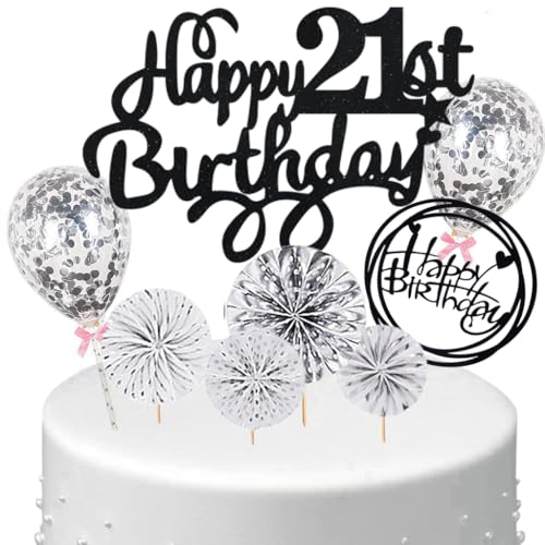 Anlgdi Tortendeko 21 Geburtstag Frauen Männer, Kuchen Topper 21. Geburtstag Frau, Cake Topper Happy 21th Birthday Schwarz Silber, Kuchen Deko 21. Deko für Geburstagstorte Deko 21 Jahre Frau Mann Anlgdi Tortendeko 21 Geburtstag Frauen Männer, Kuchen Topper 21. Geburtstag Frau, Cake Topper Happy 21th Birthday Schwarz Silber, Kuchen Deko 21. Deko für Geburstagstorte Deko 21 Jahre Frau Mann von Anlgdi