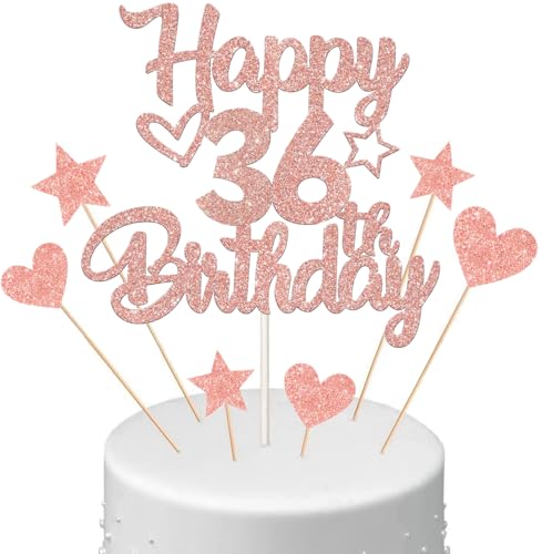 Anlgdi Tortendeko Happy Birthday Deko Kuchendeko 36. Geburtstag Frau, Kuchen Topper Happy 36th Birthday Roségold, Cake Topper 36 Jahre Torte Kuchen Deko für Geburstagstorte Deko 36. Frauen Anlgdi Tortendeko Happy Birthday Deko Kuchendeko 36. Geburtstag Frau, Kuchen Topper Happy 36th Birthday Roségold, Cake Topper 36 Jahre Torte Kuchen Deko für Geburstagstorte Deko 36. Frauen von Anlgdi