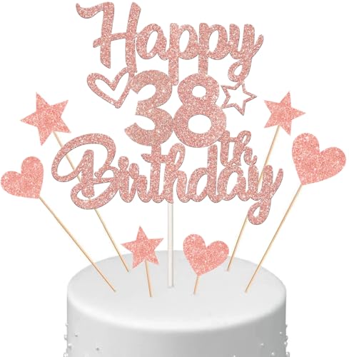 Anlgdi Tortendeko Happy Birthday Deko Kuchendeko 38. Geburtstag Frau, Kuchen Topper Happy 38th Birthday Roségold, Cake Topper 38 Jahre Torte Kuchen Deko für Geburstagstorte Deko 38. Frauen Anlgdi Tortendeko Happy Birthday Deko Kuchendeko 38. Geburtstag Frau, Kuchen Topper Happy 38th Birthday Roségold, Cake Topper 38 Jahre Torte Kuchen Deko für Geburstagstorte Deko 38. Frauen von Anlgdi