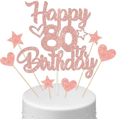 Anlgdi Tortendeko Happy Birthday Deko Kuchendeko 80. Geburtstag Frau, Kuchen Topper Happy 80th Birthday Roségold, Cake Topper 80 Jahre Torte Kuchen Deko für Geburstagstorte Deko 80. Frauen Anlgdi Tortendeko Happy Birthday Deko Kuchendeko 80. Geburtstag Frau, Kuchen Topper Happy 80th Birthday Roségold, Cake Topper 80 Jahre Torte Kuchen Deko für Geburstagstorte Deko 80. Frauen von Anlgdi