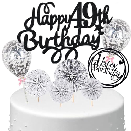 Anlgdi Tortendeko 49 Geburtstag Frauen Männer, Kuchen Topper 49. Geburtstag Frau, Cake Topper Happy 49th Birthday Schwarz Silber, Kuchen Deko 49. Deko für Geburstagstorte Deko 49 Jahre Frau Mann Anlgdi Tortendeko 49 Geburtstag Frauen Männer, Kuchen Topper 49. Geburtstag Frau, Cake Topper Happy 49th Birthday Schwarz Silber, Kuchen Deko 49. Deko für Geburstagstorte Deko 49 Jahre Frau Mann von Anlgdi