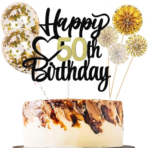 Anlgdi Tortendeko 50 Geburtstag Frauen Männer, Kuchen Topper 50. Geburtstag Frau, Cake Topper Happy 50th Birthday Schwarz Gold, Glitter Kuchen Deko 50. Deko für Geburstagstorte Deko 50 Jahre Frau Mann Anlgdi Tortendeko 50 Geburtstag Frauen Männer, Kuchen Topper 50. Geburtstag Frau, Cake Topper Happy 50th Birthday Schwarz Gold, Glitter Kuchen Deko 50. Deko für Geburstagstorte Deko 50 Jahre Frau Mann von Anlgdi