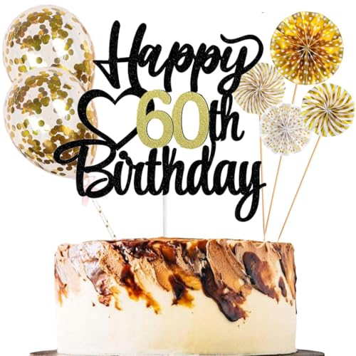 Anlgdi Tortendeko 60 Geburtstag Frauen Männer, Kuchen Topper 60. Geburtstag Frau, Cake Topper Happy 60th Birthday Schwarz Gold, Glitter Kuchen Deko 60. Deko für Geburstagstorte Deko 60 Jahre Frau Mann Anlgdi Tortendeko 60 Geburtstag Frauen Männer, Kuchen Topper 60. Geburtstag Frau, Cake Topper Happy 60th Birthday Schwarz Gold, Glitter Kuchen Deko 60. Deko für Geburstagstorte Deko 60 Jahre Frau Mann von Anlgdi