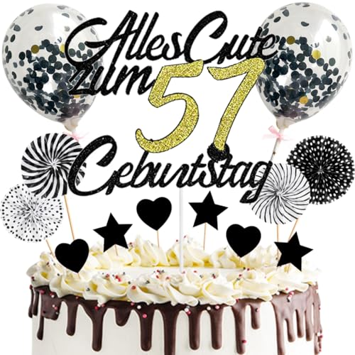 Anlgdi Tortendeko Alles Gute 57. Geburtstag Mann, Tortendeko Happy 57th Birthday Frau, Kuchen Topper 57. Geburtstag Ballons Konfetti Papierfächer für Geburtstagstorte Deko 57 Jahre Frauen Männer Anlgdi Tortendeko Alles Gute 57. Geburtstag Mann, Tortendeko Happy 57th Birthday Frau, Kuchen Topper 57. Geburtstag Ballons Konfetti Papierfächer für Geburtstagstorte Deko 57 Jahre Frauen Männer von Anlgdi