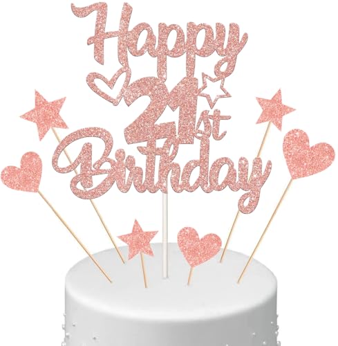 Anlgdi Tortendeko Happy Birthday Deko Kuchendeko 21. Geburtstag Frau, Kuchen Topper Happy 21th Birthday Roségold, Cake Topper 21 Jahre Torte Kuchen Deko für Geburstagstorte Deko 21. Frauen Anlgdi Tortendeko Happy Birthday Deko Kuchendeko 21. Geburtstag Frau, Kuchen Topper Happy 21th Birthday Roségold, Cake Topper 21 Jahre Torte Kuchen Deko für Geburstagstorte Deko 21. Frauen von Anlgdi