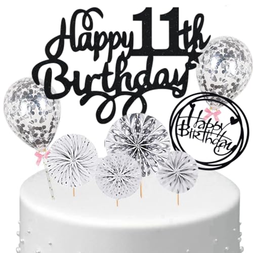 Anlgdi Tortendeko 11 Geburtstag Mädchen Junge, Kuchen Topper 11. Geburtstag Mädchen, Cake Topper Happy 11th Birthday Schwarz Silber, Kuchen Deko 11. Deko für Geburstagstorte Deko 11 Jahre Kinder Anlgdi Tortendeko 11 Geburtstag Mädchen Junge, Kuchen Topper 11. Geburtstag Mädchen, Cake Topper Happy 11th Birthday Schwarz Silber, Kuchen Deko 11. Deko für Geburstagstorte Deko 11 Jahre Kinder von Anlgdi