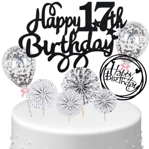 Anlgdi Tortendeko 17 Geburtstag Mädchen Junge, Kuchen Topper 17. Geburtstag Mädchen, Cake Topper Happy 17th Birthday Schwarz Silber, Kuchen Deko 17. Deko für Geburstagstorte Deko 17 Jahre Kinder Anlgdi Tortendeko 17 Geburtstag Mädchen Junge, Kuchen Topper 17. Geburtstag Mädchen, Cake Topper Happy 17th Birthday Schwarz Silber, Kuchen Deko 17. Deko für Geburstagstorte Deko 17 Jahre Kinder von Anlgdi