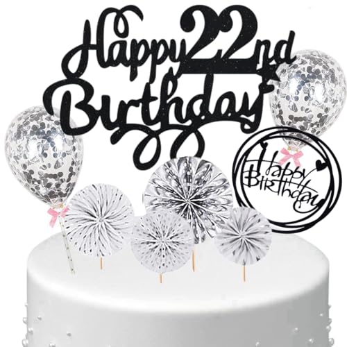 Anlgdi Tortendeko 22 Geburtstag Frauen Männer, Kuchen Topper 22. Geburtstag Frau, Cake Topper Happy 22th Birthday Schwarz Silber, Kuchen Deko 22. Deko für Geburstagstorte Deko 22 Jahre Frau Mann Anlgdi Tortendeko 22 Geburtstag Frauen Männer, Kuchen Topper 22. Geburtstag Frau, Cake Topper Happy 22th Birthday Schwarz Silber, Kuchen Deko 22. Deko für Geburstagstorte Deko 22 Jahre Frau Mann von Anlgdi