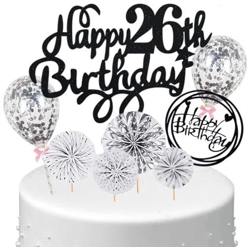 Anlgdi Tortendeko 26 Geburtstag Frauen Männer, Kuchen Topper 26. Geburtstag Frau, Cake Topper Happy 26th Birthday Schwarz Silber, Kuchen Deko 26. Deko für Geburstagstorte Deko 26 Jahre Frau Mann Anlgdi Tortendeko 26 Geburtstag Frauen Männer, Kuchen Topper 26. Geburtstag Frau, Cake Topper Happy 26th Birthday Schwarz Silber, Kuchen Deko 26. Deko für Geburstagstorte Deko 26 Jahre Frau Mann von Anlgdi