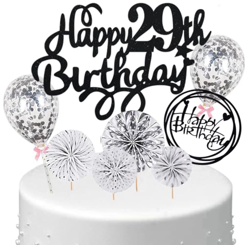 Anlgdi Tortendeko 29 Geburtstag Frauen Männer, Kuchen Topper 29. Geburtstag Frau, Cake Topper Happy 29th Birthday Schwarz Silber, Kuchen Deko 29. Deko für Geburstagstorte Deko 29 Jahre Frau Mann Anlgdi Tortendeko 29 Geburtstag Frauen Männer, Kuchen Topper 29. Geburtstag Frau, Cake Topper Happy 29th Birthday Schwarz Silber, Kuchen Deko 29. Deko für Geburstagstorte Deko 29 Jahre Frau Mann von Anlgdi