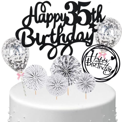 Anlgdi Tortendeko 35 Geburtstag Frauen Männer, Kuchen Topper 35. Geburtstag Frau, Cake Topper Happy 35th Birthday Schwarz Silber, Kuchen Deko 35. Deko für Geburstagstorte Deko 35 Jahre Frau Mann Anlgdi Tortendeko 35 Geburtstag Frauen Männer, Kuchen Topper 35. Geburtstag Frau, Cake Topper Happy 35th Birthday Schwarz Silber, Kuchen Deko 35. Deko für Geburstagstorte Deko 35 Jahre Frau Mann von Anlgdi