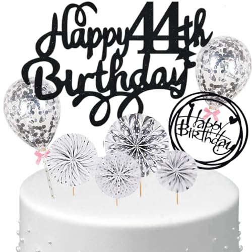 Anlgdi Tortendeko 44 Geburtstag Frauen Männer, Kuchen Topper 44. Geburtstag Frau, Cake Topper Happy 44th Birthday Schwarz Silber, Kuchen Deko 44. Deko für Geburstagstorte Deko 44 Jahre Frau Mann Anlgdi Tortendeko 44 Geburtstag Frauen Männer, Kuchen Topper 44. Geburtstag Frau, Cake Topper Happy 44th Birthday Schwarz Silber, Kuchen Deko 44. Deko für Geburstagstorte Deko 44 Jahre Frau Mann von Anlgdi