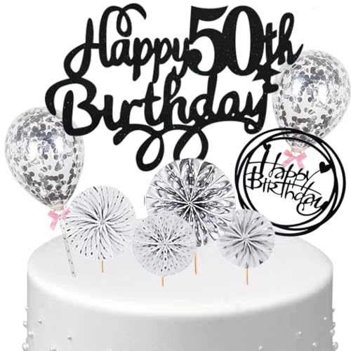 Anlgdi Tortendeko 50 Geburtstag Frauen Männer, Kuchen Topper 50. Geburtstag Frau, Cake Topper Happy 50th Birthday Schwarz Silber, Kuchen Deko 50. Deko für Geburstagstorte Deko 50 Jahre Frau Mann Anlgdi Tortendeko 50 Geburtstag Frauen Männer, Kuchen Topper 50. Geburtstag Frau, Cake Topper Happy 50th Birthday Schwarz Silber, Kuchen Deko 50. Deko für Geburstagstorte Deko 50 Jahre Frau Mann von Anlgdi