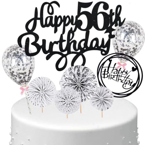 Anlgdi Tortendeko 56 Geburtstag Frauen Männer, Kuchen Topper 56. Geburtstag Frau, Cake Topper Happy 56th Birthday Schwarz Silber, Kuchen Deko 56. Deko für Geburstagstorte Deko 56 Jahre Frau Mann Anlgdi Tortendeko 56 Geburtstag Frauen Männer, Kuchen Topper 56. Geburtstag Frau, Cake Topper Happy 56th Birthday Schwarz Silber, Kuchen Deko 56. Deko für Geburstagstorte Deko 56 Jahre Frau Mann von Anlgdi