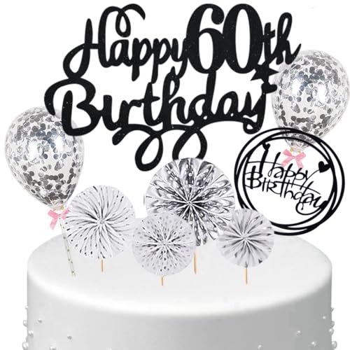 Anlgdi Tortendeko 60 Geburtstag Frauen Männer, Kuchen Topper 60. Geburtstag Frau, Cake Topper Happy 60th Birthday Schwarz Silber, Kuchen Deko 60. Deko für Geburstagstorte Deko 60 Jahre Frau Mann Anlgdi Tortendeko 60 Geburtstag Frauen Männer, Kuchen Topper 60. Geburtstag Frau, Cake Topper Happy 60th Birthday Schwarz Silber, Kuchen Deko 60. Deko für Geburstagstorte Deko 60 Jahre Frau Mann von Anlgdi