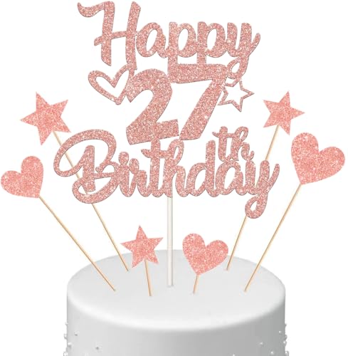Anlgdi Tortendeko Happy Birthday Deko Kuchendeko 27. Geburtstag Frau, Kuchen Topper Happy 27th Birthday Roségold, Cake Topper 27 Jahre Torte Kuchen Deko für Geburstagstorte Deko 27. Frauen Anlgdi Tortendeko Happy Birthday Deko Kuchendeko 27. Geburtstag Frau, Kuchen Topper Happy 27th Birthday Roségold, Cake Topper 27 Jahre Torte Kuchen Deko für Geburstagstorte Deko 27. Frauen von Anlgdi