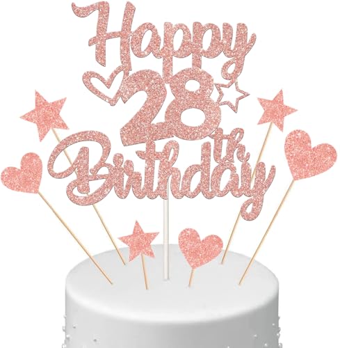 Anlgdi Tortendeko Happy Birthday Deko Kuchendeko 28. Geburtstag Frau, Kuchen Topper Happy 28th Birthday Roségold, Cake Topper 28 Jahre Torte Kuchen Deko für Geburstagstorte Deko 28. Frauen Anlgdi Tortendeko Happy Birthday Deko Kuchendeko 28. Geburtstag Frau, Kuchen Topper Happy 28th Birthday Roségold, Cake Topper 28 Jahre Torte Kuchen Deko für Geburstagstorte Deko 28. Frauen von Anlgdi