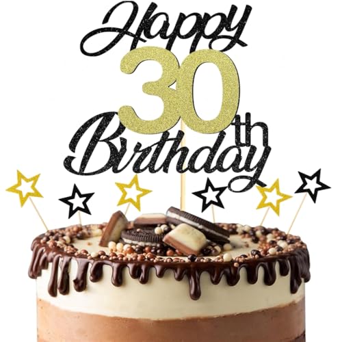 Anlgdi Tortendeko Happy Birthday Deko Kuchendeko 30. Geburtstag Mann Frau, Kuchen Topper Happy 30th Birthday Schwarz, Cake Topper 30 Jahre Torte Kuchen Deko für Geburstagstorte Deko 30. Männer Frauen Anlgdi Tortendeko Happy Birthday Deko Kuchendeko 30. Geburtstag Mann Frau, Kuchen Topper Happy 30th Birthday Schwarz, Cake Topper 30 Jahre Torte Kuchen Deko für Geburstagstorte Deko 30. Männer Frauen von Anlgdi