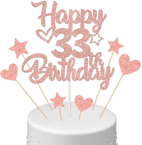 Anlgdi Tortendeko Happy Birthday Deko Kuchendeko 33. Geburtstag Frau, Kuchen Topper Happy 33th Birthday Roségold, Cake Topper 33 Jahre Torte Kuchen Deko für Geburstagstorte Deko 33. Frauen Anlgdi Tortendeko Happy Birthday Deko Kuchendeko 33. Geburtstag Frau, Kuchen Topper Happy 33th Birthday Roségold, Cake Topper 33 Jahre Torte Kuchen Deko für Geburstagstorte Deko 33. Frauen von Anlgdi