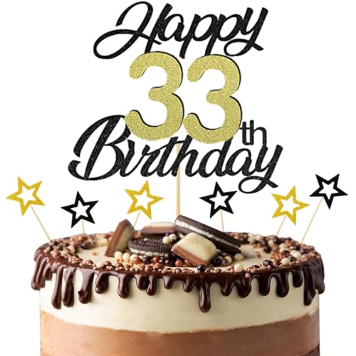 Anlgdi Tortendeko Happy Birthday Deko Kuchendeko 33. Geburtstag Mann Frau, Kuchen Topper Happy 33th Birthday Schwarz, Cake Topper 33 Jahre Torte Kuchen Deko für Geburstagstorte Deko 33. Männer Anlgdi Tortendeko Happy Birthday Deko Kuchendeko 33. Geburtstag Mann Frau, Kuchen Topper Happy 33th Birthday Schwarz, Cake Topper 33 Jahre Torte Kuchen Deko für Geburstagstorte Deko 33. Männer von Anlgdi