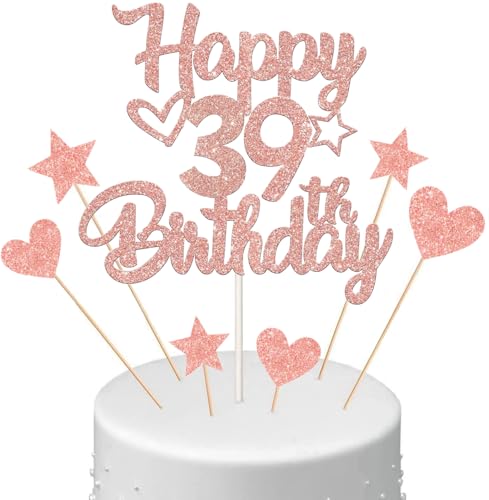 Anlgdi Tortendeko Happy Birthday Deko Kuchendeko 39. Geburtstag Frau, Kuchen Topper Happy 39th Birthday Roségold, Cake Topper 39 Jahre Torte Kuchen Deko für Geburstagstorte Deko 39. Frauen Anlgdi Tortendeko Happy Birthday Deko Kuchendeko 39. Geburtstag Frau, Kuchen Topper Happy 39th Birthday Roségold, Cake Topper 39 Jahre Torte Kuchen Deko für Geburstagstorte Deko 39. Frauen von Anlgdi