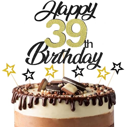 Anlgdi Tortendeko Happy Birthday Deko Kuchendeko 39. Geburtstag Mann Frau, Kuchen Topper Happy 39th Birthday Schwarz, Cake Topper 39 Jahre Torte Kuchen Deko für Geburstagstorte Deko 39. Männer Frauen Anlgdi Tortendeko Happy Birthday Deko Kuchendeko 39. Geburtstag Mann Frau, Kuchen Topper Happy 39th Birthday Schwarz, Cake Topper 39 Jahre Torte Kuchen Deko für Geburstagstorte Deko 39. Männer Frauen von Anlgdi