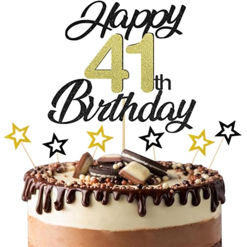 Anlgdi Tortendeko Happy Birthday Deko Kuchendeko 41. Geburtstag Mann Frau, Kuchen Topper Happy 41th Birthday Schwarz, Cake Topper 41 Jahre Torte Kuchen Deko für Geburstagstorte Deko 41. Männer Frauen Anlgdi Tortendeko Happy Birthday Deko Kuchendeko 41. Geburtstag Mann Frau, Kuchen Topper Happy 41th Birthday Schwarz, Cake Topper 41 Jahre Torte Kuchen Deko für Geburstagstorte Deko 41. Männer Frauen von Anlgdi