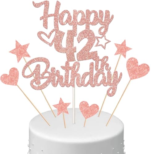 Anlgdi Tortendeko Happy Birthday Deko Kuchendeko 42. Geburtstag Frau, Kuchen Topper Happy 42th Birthday Roségold, Cake Topper 42 Jahre Torte Kuchen Deko für Geburstagstorte Deko 42. Frauen Anlgdi Tortendeko Happy Birthday Deko Kuchendeko 42. Geburtstag Frau, Kuchen Topper Happy 42th Birthday Roségold, Cake Topper 42 Jahre Torte Kuchen Deko für Geburstagstorte Deko 42. Frauen von Anlgdi