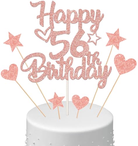 Anlgdi Tortendeko Happy Birthday Deko Kuchendeko 56. Geburtstag Frau, Kuchen Topper Happy 56th Birthday Roségold, Cake Topper 56 Jahre Torte Kuchen Deko für Geburstagstorte Deko 56. Frauen Anlgdi Tortendeko Happy Birthday Deko Kuchendeko 56. Geburtstag Frau, Kuchen Topper Happy 56th Birthday Roségold, Cake Topper 56 Jahre Torte Kuchen Deko für Geburstagstorte Deko 56. Frauen von Anlgdi