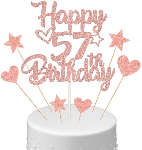 Anlgdi Tortendeko Happy Birthday Deko Kuchendeko 57. Geburtstag Frau, Kuchen Topper Happy 57th Birthday Roségold, Cake Topper 57 Jahre Torte Kuchen Deko für Geburstagstorte Deko 57. Frauen Anlgdi Tortendeko Happy Birthday Deko Kuchendeko 57. Geburtstag Frau, Kuchen Topper Happy 57th Birthday Roségold, Cake Topper 57 Jahre Torte Kuchen Deko für Geburstagstorte Deko 57. Frauen von Anlgdi