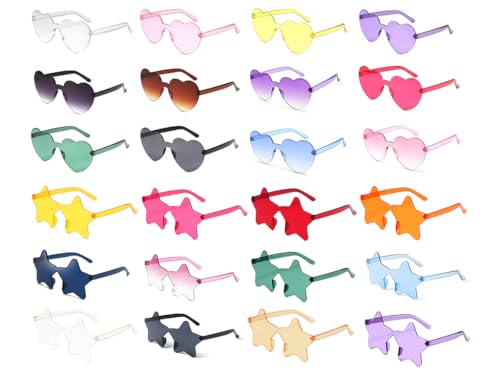 Anlising 24PCS Farben Party Brille, Herz Party Brillen, Hippie Brille, Herz Brille, Bunte Party Sonnenbrille, Candy Farbe Sonnenbrille, Herzbrille, für Stranddekorationen, Party, Foto-Requisiten von Anlising